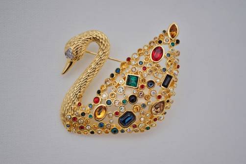 Swarovski Centenary Swan Pin Brooch, 1995, Austrian